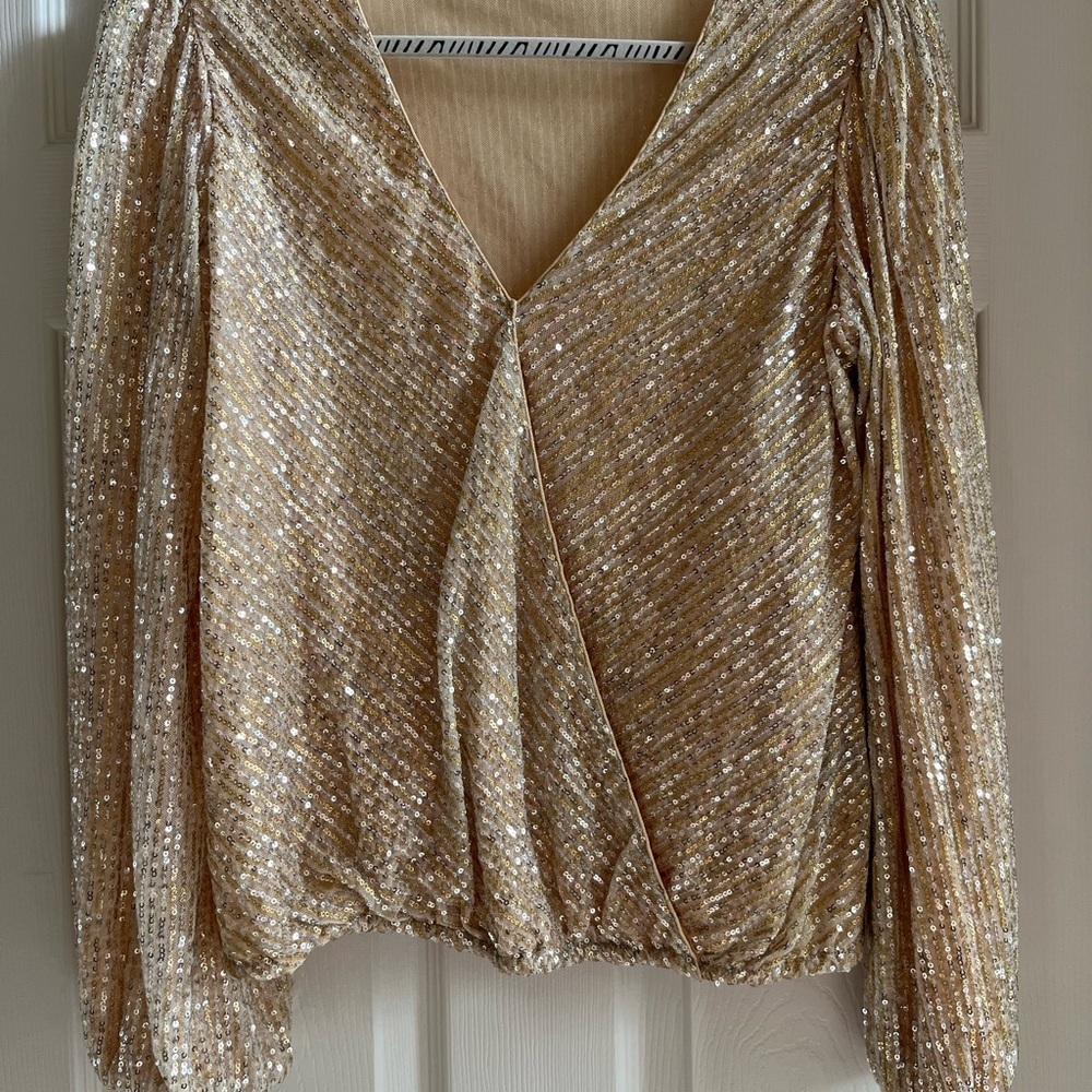 Boston Proper Gold Sequin Blouse - Picture 3 of 6